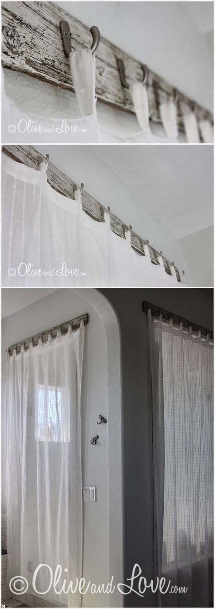 Sheers Hung from Old Fashioned Hooks #farmhouse #windowtreatments #decorhomeideas