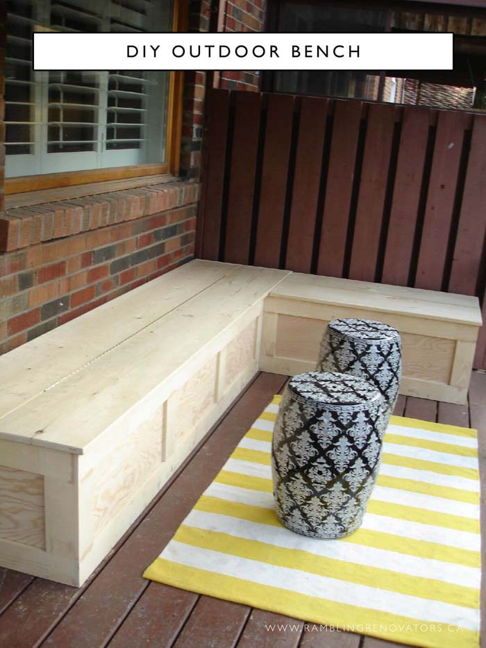 Simple Style Corner Bench #diy #outdoorbench #decorhomeideas