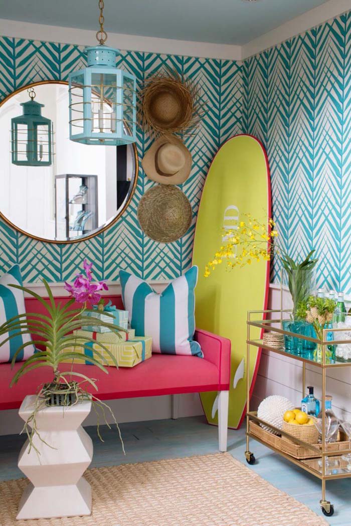 Surfer’s Delight with Brightly Colored Accents #beachhouse #interiordesign #decorhomeideas