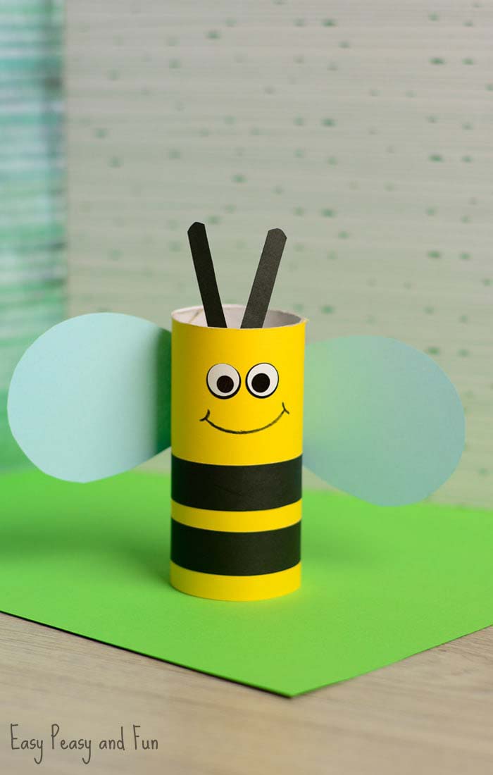 Toilet Paper Roll Bee Craft For Kids #kidscrafts #toiletpaperroll #decorhomeideas