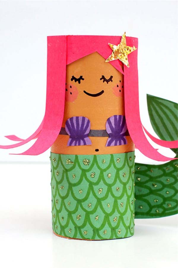 Toilet Paper Tube Mermaids #kidscrafts #toiletpaperroll #decorhomeideas