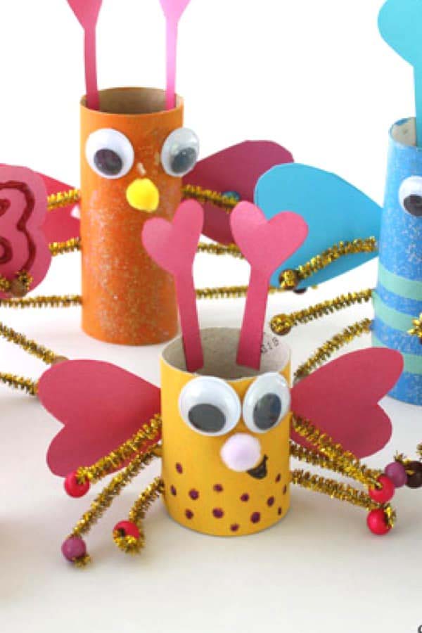 Toilet Roll Love Bugs For Valentine’S Day #kidscrafts #toiletpaperroll #decorhomeideas