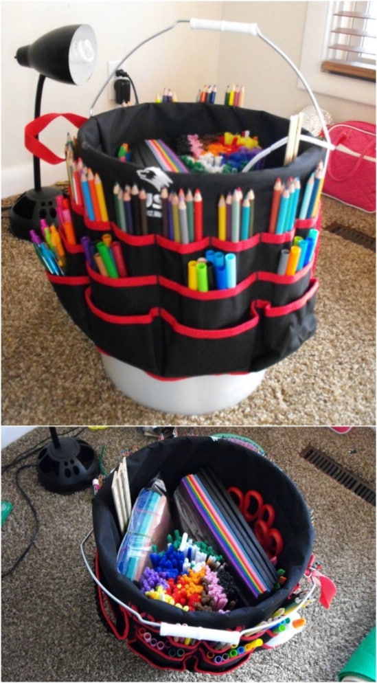 Upcycled Bucket Art Studio Storage