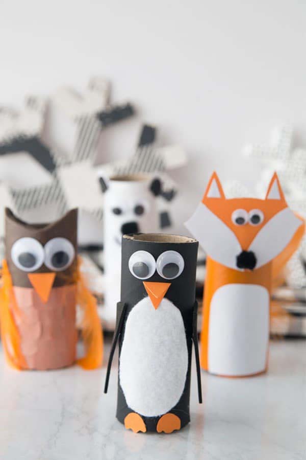 Winter Toilet Paper Roll Animals #kidscrafts #toiletpaperroll #decorhomeideas