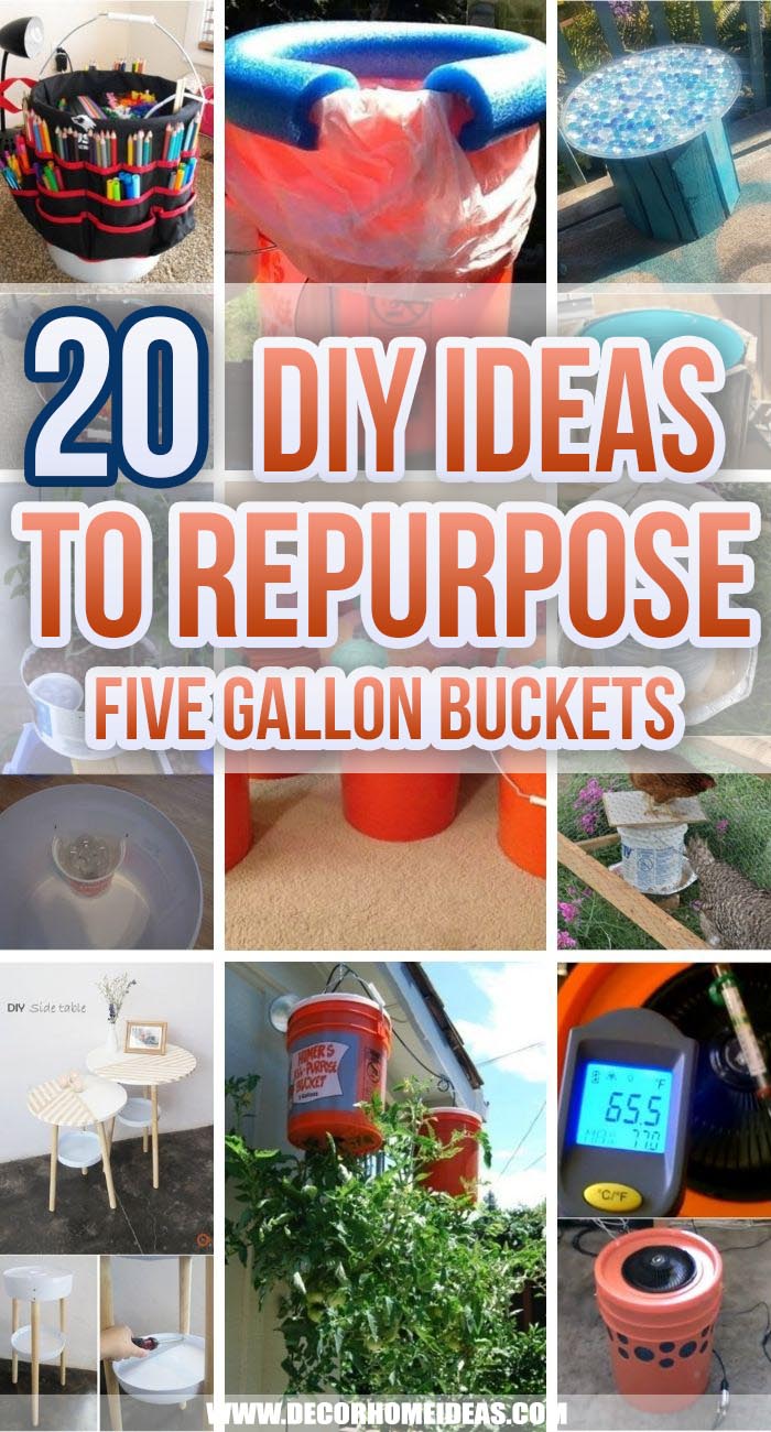 Best DIY Ideas To Repurpose Five Gallon Buckets. Get some creative ideas on how to repurpose five gallon buckets and create some useful items without spending a lot of money. #decorhomeideas