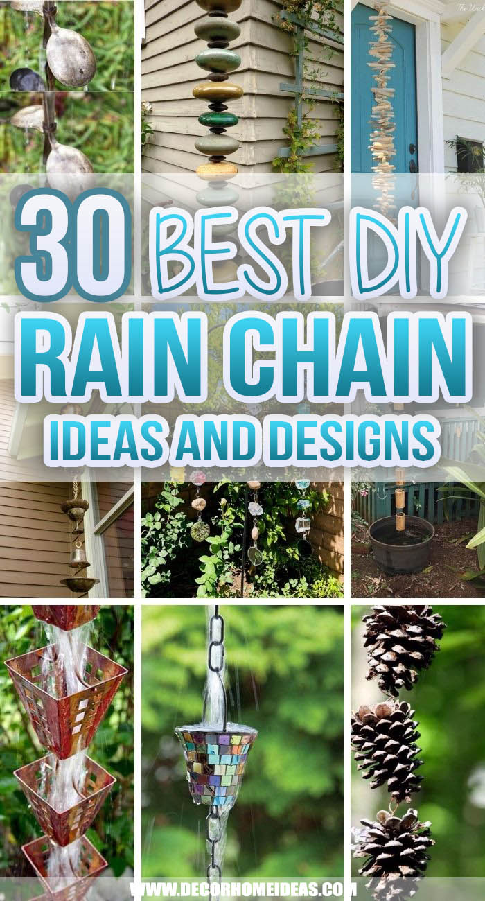 Best DIY Rain Chain Ideas. Get the best DIY rain chain ideas that are pretty easy to install. They are very creative and could add more drama and curb appeal to your outdoor space. #decorhomeideas