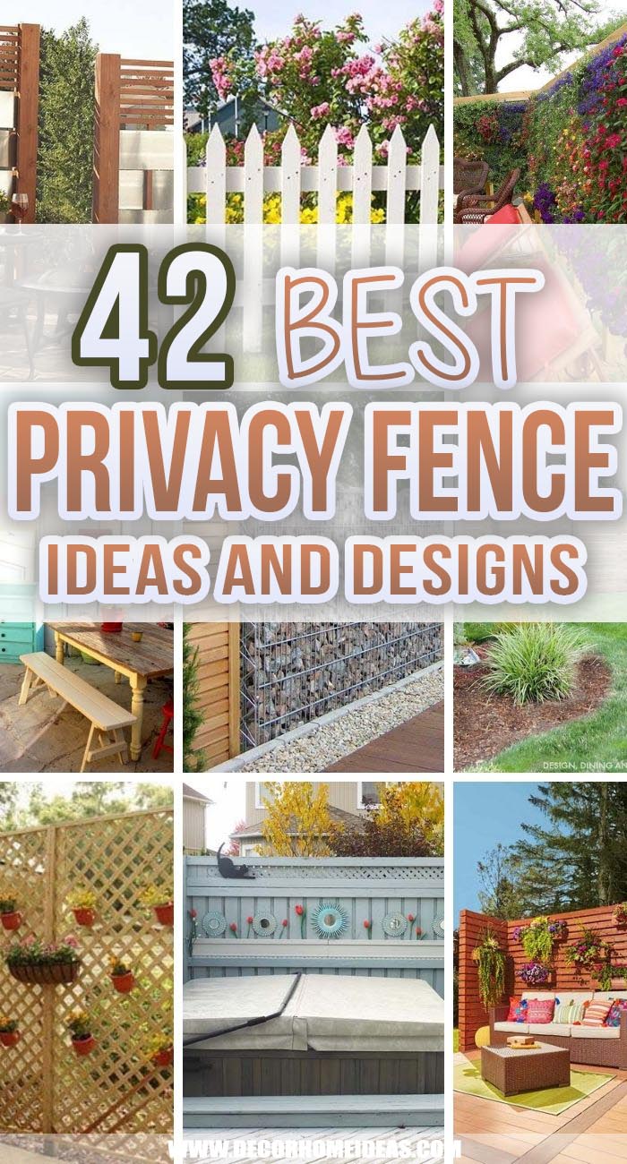 Best Privacy Fence Ideas. Keep your backyard hidden from the prying eyes of neighbors and passersby with the 40+ best privacy fence ideas. Explore designs from wood to metal. #decorhomeideas