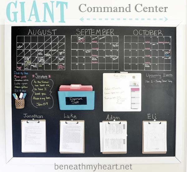 Clear Design That's Easy to Write and Erase #commandcenter #organization #diy #decorhomeideas