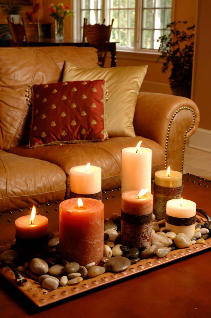 Colors, Textures, Stones and Candles #candledecorations #candles #homedecor #decorhomeideas