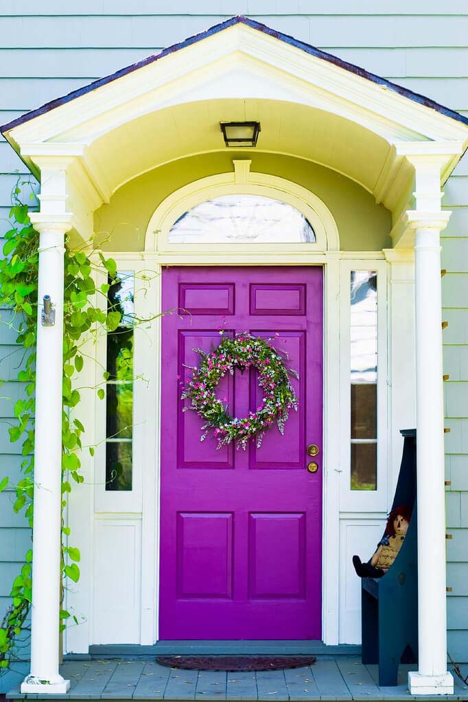 Cool Purple Front Door #frontdoorcolor #frontdoor #paintcolor #decorhomeideas