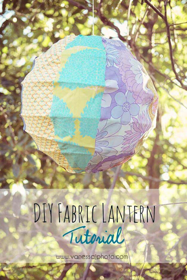 Creative DIY Fabric Covered Lantern #gardenlantern #diylanterns #decorhomeideas