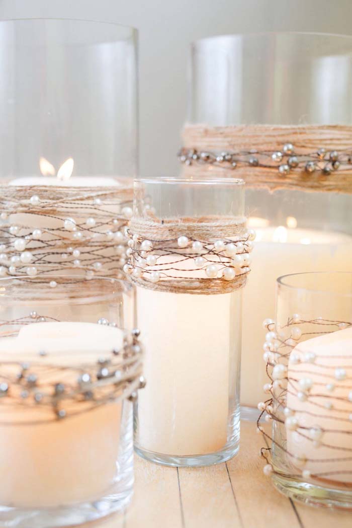 Delicate Beaded Candle Accents #candledecorations #candles #homedecor #decorhomeideas