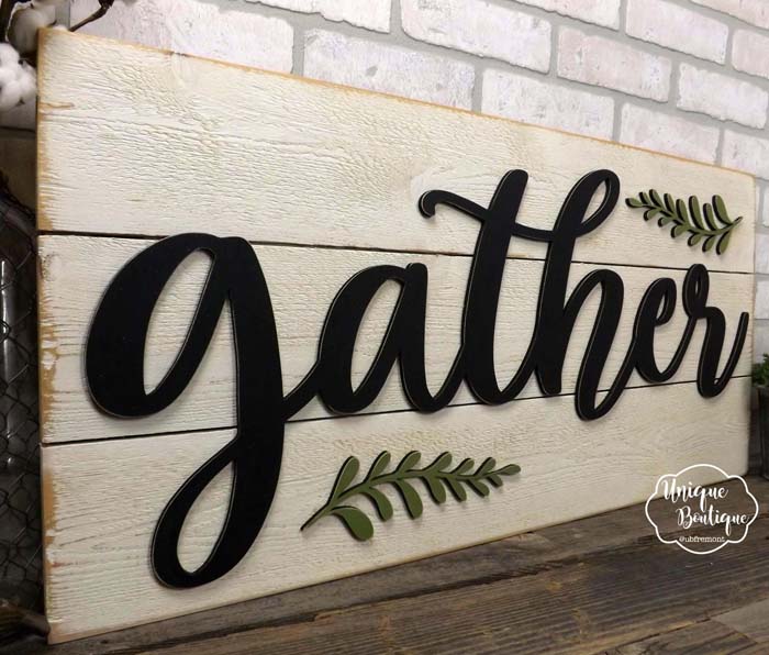 Distressed 3D Cutout Gather Plank #farmhouse #walldecor #decorhomeideas