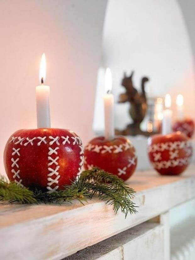 DIY Apple Taper Holders #candledecorations #candles #homedecor #decorhomeideas