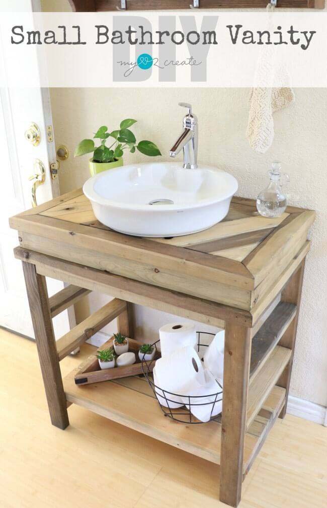 DIY Rustic Wood Bathroom Vanity #farmhousebathroom #bathroom #decorhomeideas