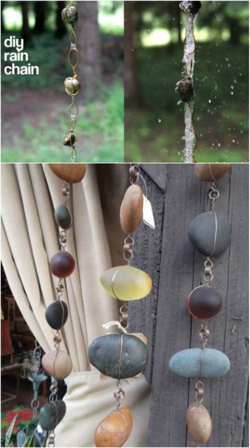 DIY Wire And Stone Rain Chain #diyrainchain #rainchain #decorhomeideas