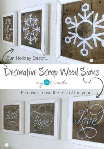 Double Sided Rustic Found Wood Decor