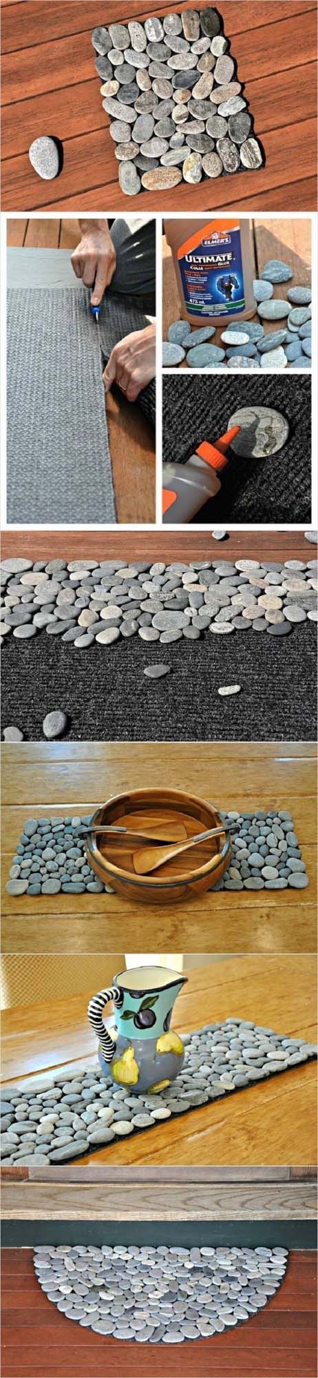 Dress Up Your Welcome Mat #homedecor #pebbles #rocks #decorhomeideas