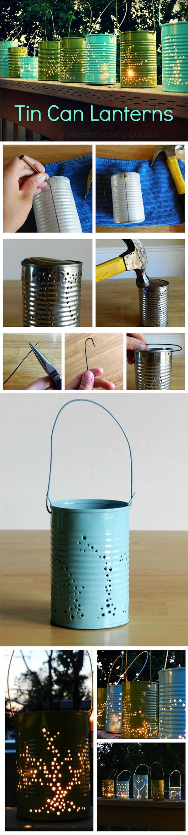 Easy Recycled Tin Can Lanterns #gardenlantern #diylanterns #decorhomeideas