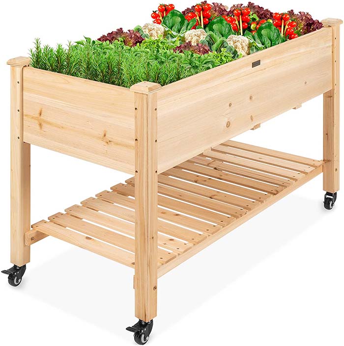 Elevated Wood Planter Box Stand For Backyard