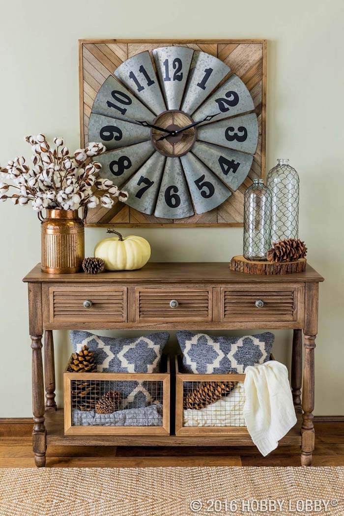 Fall Bounty Pumpkin and Pinecone Assemblage #farmhouse #walldecor #decorhomeideas