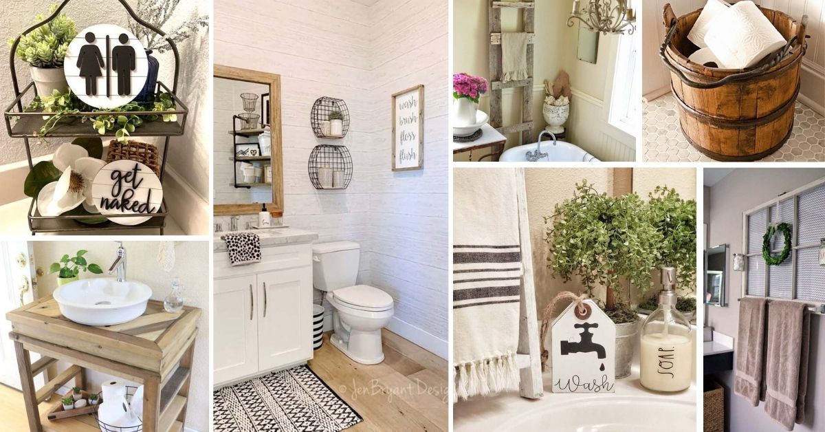 62 Best Farmhouse Bathroom Decor Ideas, Modern Farmhouse Bathroom Accessories Set