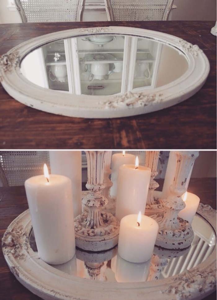 From Old Frame to Mirrored Candle Tray #candledecorations #candles #homedecor #decorhomeideas