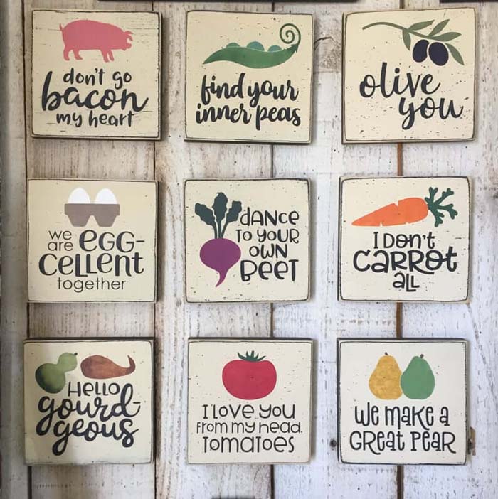 Funny Food Pun Wall Displays #farmhouse #walldecor #decorhomeideas