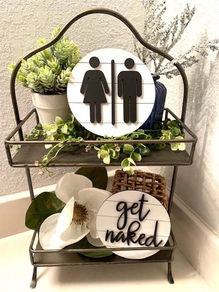 Get Naked Potty People Sign #farmhousebathroom #bathroom #decorhomeideas