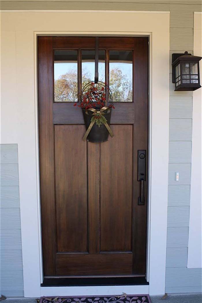 Hardwood Door Never Looked So Good #frontdoorcolor #frontdoor #paintcolor #decorhomeideas