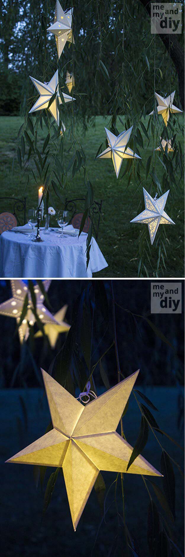 Homemade Star Shaped Paper Lanterns #gardenlantern #diylanterns #decorhomeideas