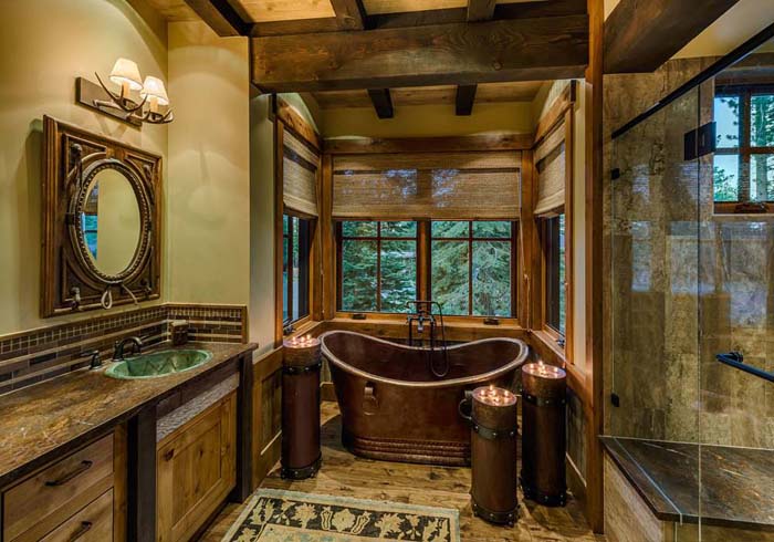 Luxurious Rustic Bathroom Decoration Ideas #rusticbathroom #rusticdecor #decorhomeideas