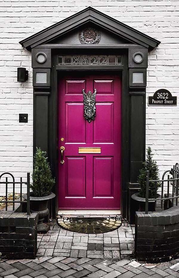 Magenta Version Front Door Color Ideas #frontdoorcolor #frontdoor #paintcolor #decorhomeideas