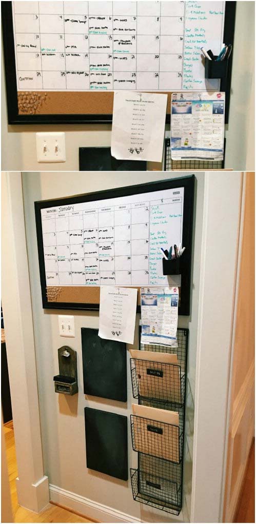 Make Use Of A Small Empty Wall #commandcenter #organization #diy #decorhomeideas