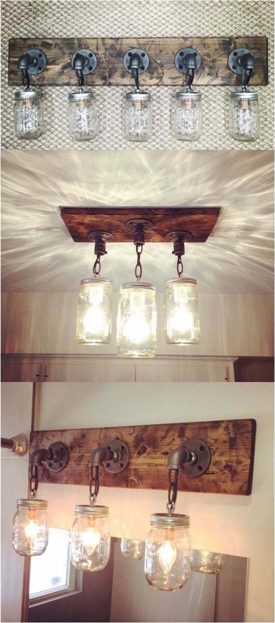 Mason Jar Light Fixtures #rusticbathroom #rusticdecor #decorhomeideas