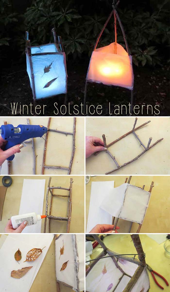 Naturalistic Stick and Paper Lanterns #gardenlantern #diylanterns #decorhomeideas