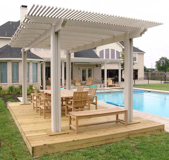 Pacific Picnic Wooden Pergola Setting #pergola #pergolaideas #pergoladesign #decorhomeideas