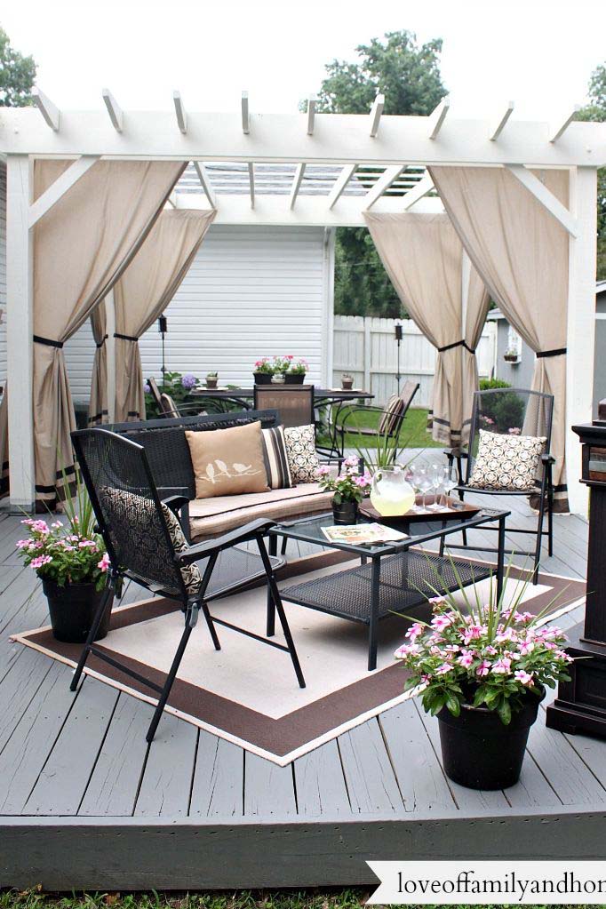 Pergola With Curtains #pergola #pergolaideas #pergoladesign #decorhomeideas