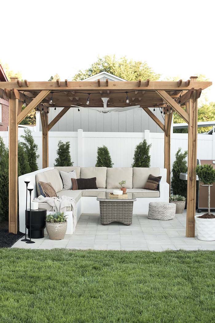 Pergola With Outdoor Fan #pergola #pergolaideas #pergoladesign #decorhomeideas