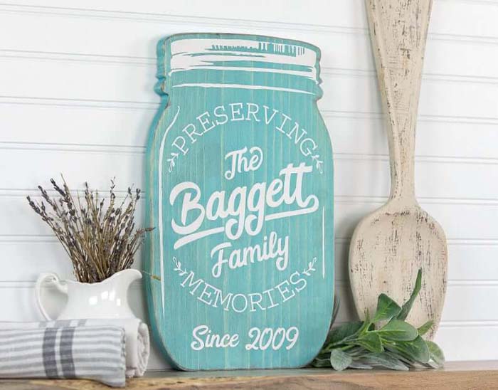 Personalized Cutout Mason Jar Sign #farmhouse #walldecor #decorhomeideas