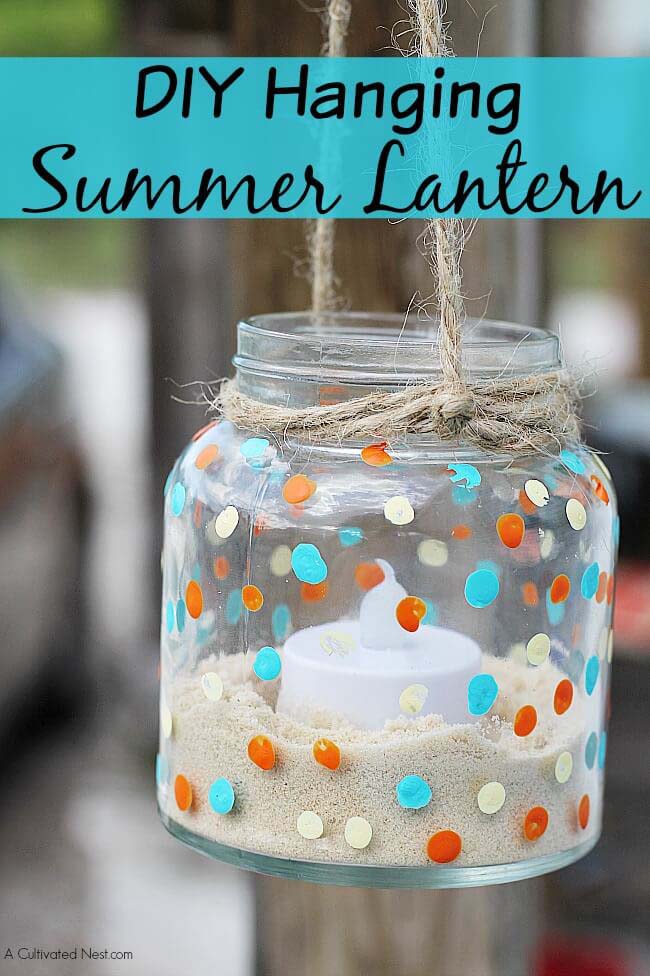 Polka Dot Summertime Hanging Light #gardenlantern #diylanterns #decorhomeideas