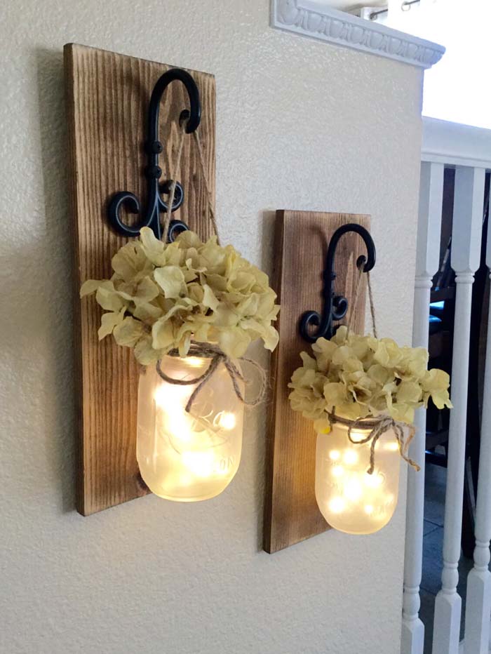 Pretty Battery-Powered Floral Fairy Lamps #farmhouse #walldecor #decorhomeideas