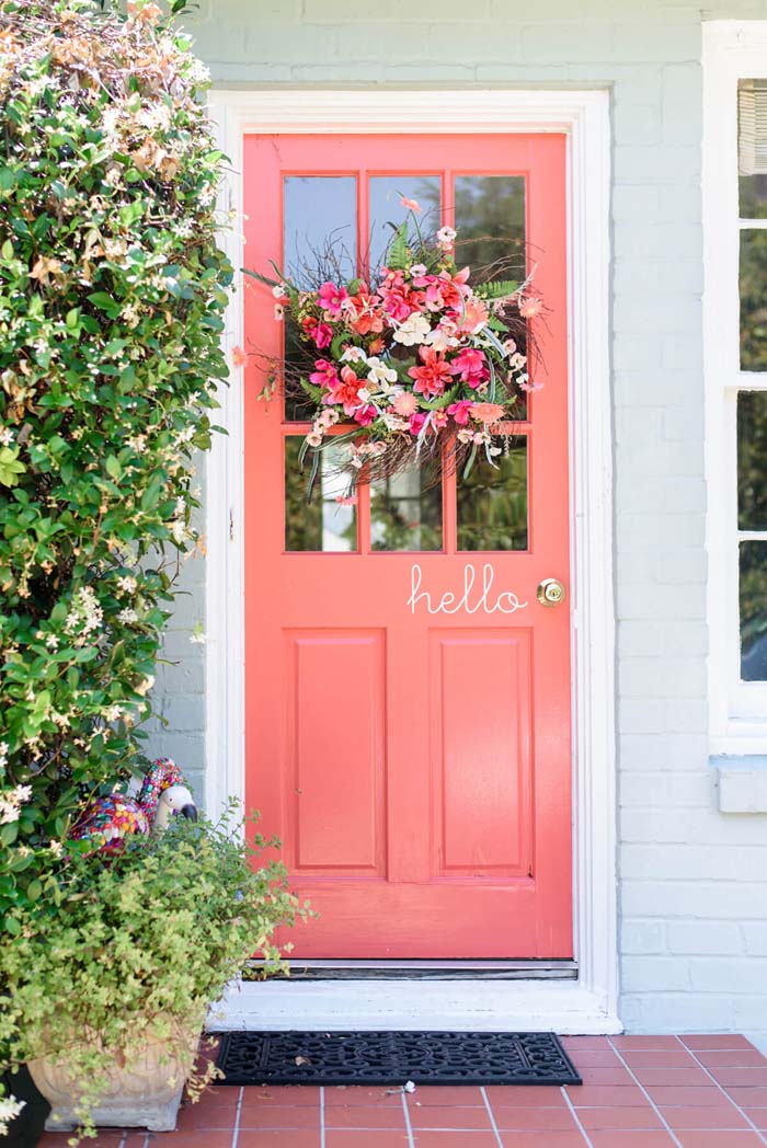 Pretty in Pink And Picket #frontdoorcolor #frontdoor #paintcolor #decorhomeideas