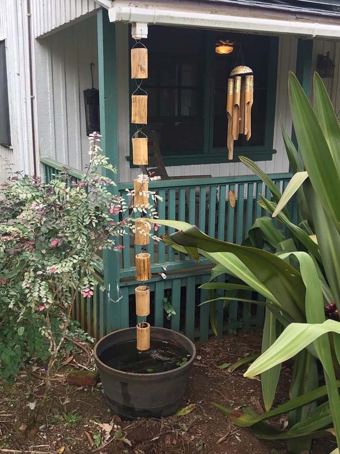 Rain Chain Downspouts Reclaimed Bamboo #diyrainchain #rainchain #decorhomeideas