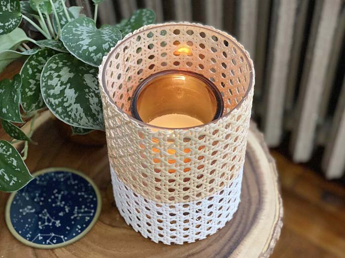 Rattan Cane Webbing Wrapped Candle Vessel #candledecorations #candles #homedecor #decorhomeideas