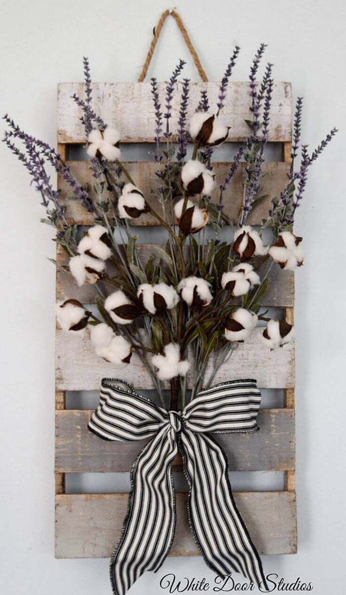 Raw Cotton, Lavender and Gingham Bouquet #farmhouse #walldecor #decorhomeideas