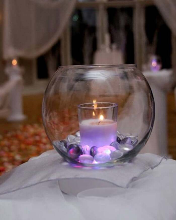 Romantic Fishbowl Candle Idea #candledecorations #candles #homedecor #decorhomeideas