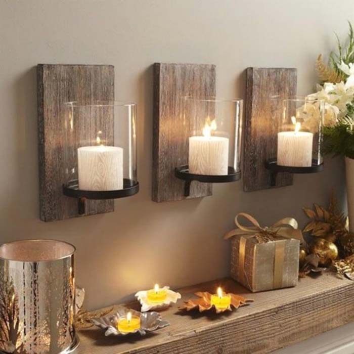 Rustic Barnwood Candle Sconces #candledecorations #candles #homedecor #decorhomeideas