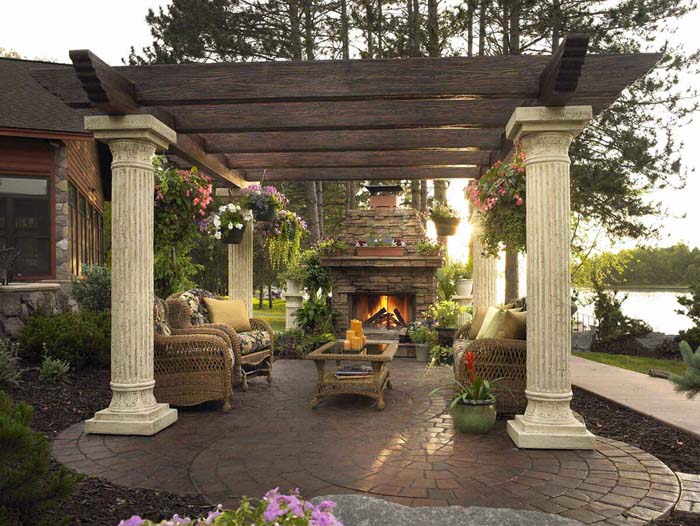 Rustic Grecian Pillared Pergola #pergola #pergolaideas #pergoladesign #decorhomeideas