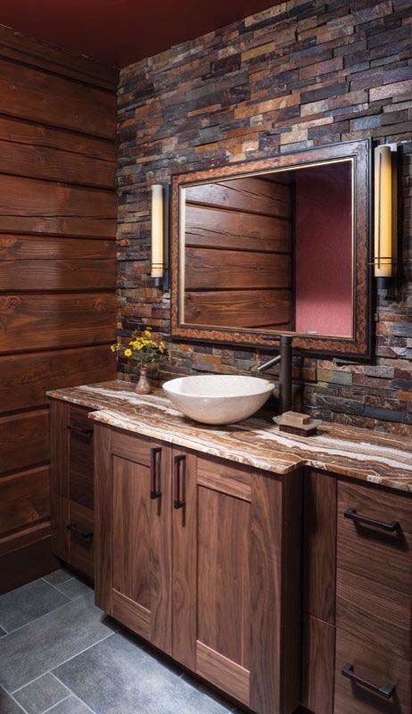 Slate Mosaic Accent Wall #rusticbathroom #rusticdecor #decorhomeideas